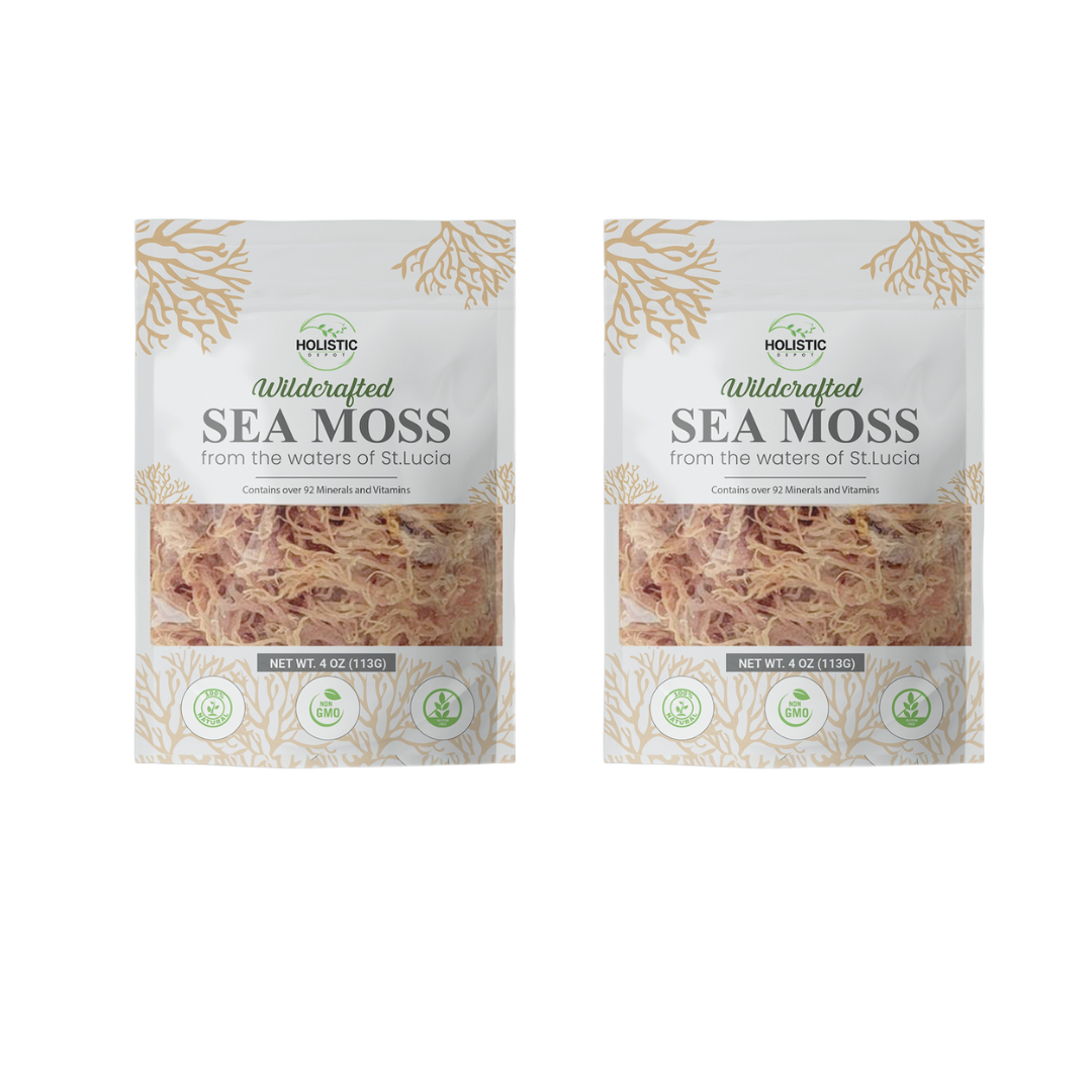 Golden Wildcrafted St.Lucian Sea Moss - 4 oz (113g) Pack of 2