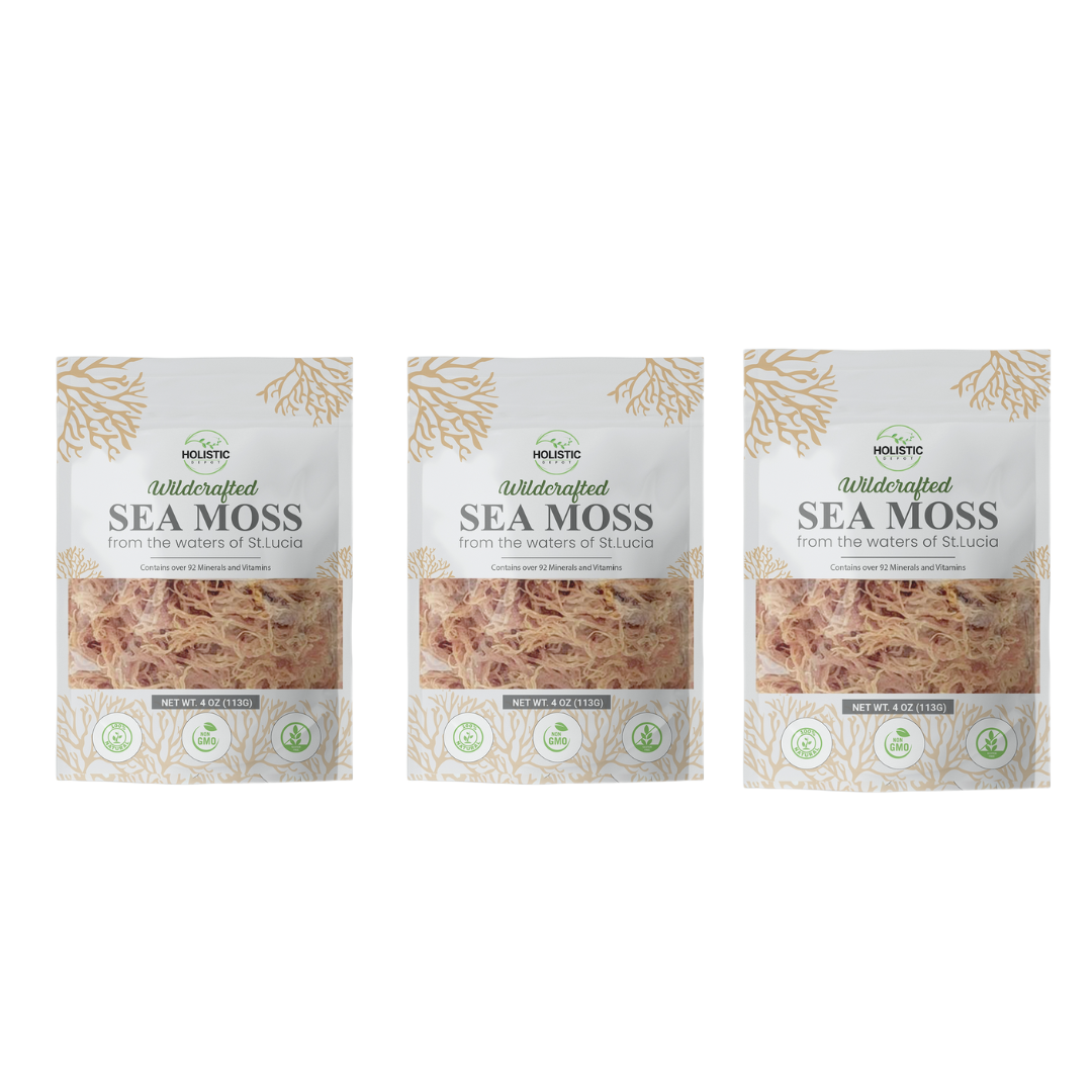 Golden Wildcrafted St.Lucian Sea Moss - 4 oz (113g) Pack of 3
