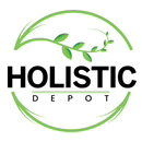 'Holistic Depot logo with green leafy branch encircling the text.'